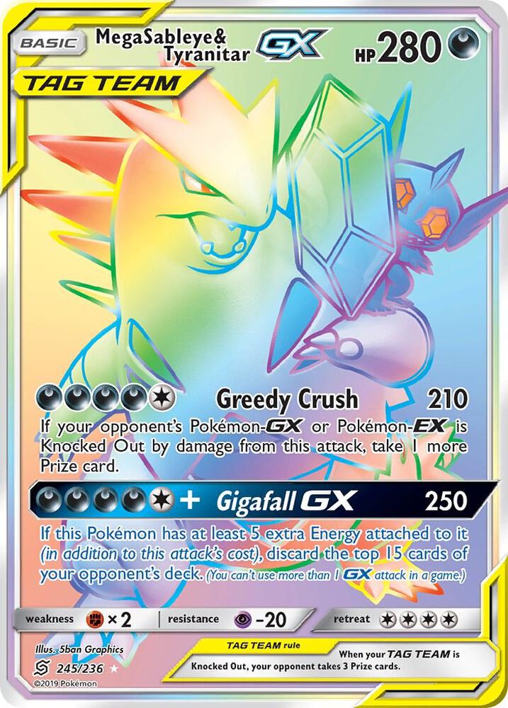 Mega Sableye & Tyranitar GX (Secret) (245) Unified Minds