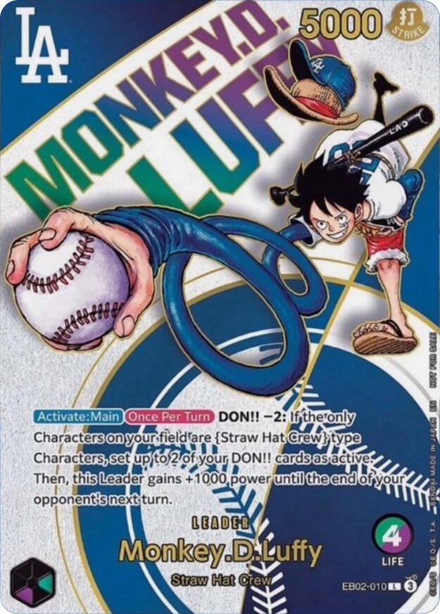 Monkey.D.Luffy (010) (Alternate Art) - Extra Booster: Anime 25th Collection Monkey.D.Luffy #EB02 010 (Dodgers x ONE PIECE)
