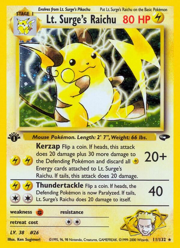 Lt. Surge's Raichu (11) Gym Challenge (Holo Rare)