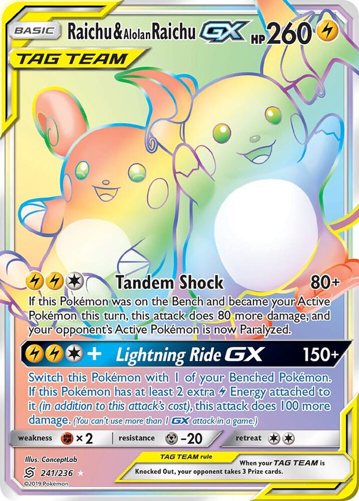 Raichu & Alolan Raichu GX (241) (Secret) Unified Minds