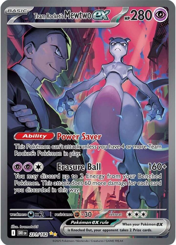 Team Rocket's Mewtwo ex 231 182 SV10 Destined Rivals (Special Illustration Rare)