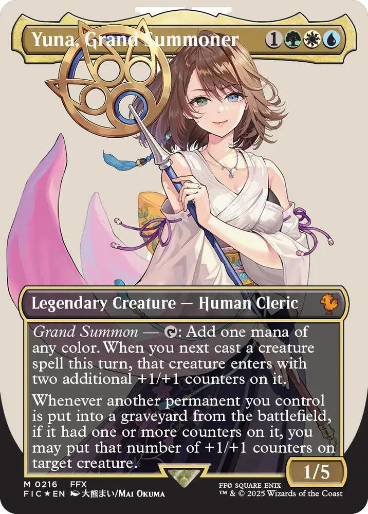 Yuna, Grand Summoner (Borderless) (Surge Foil) #216