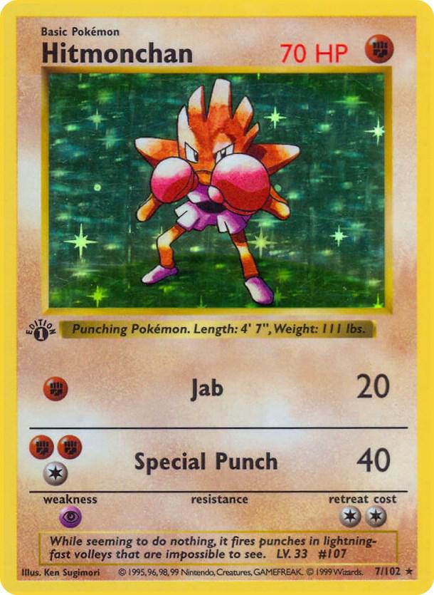 Hitmonchan #7 Base Set (Shadowless) (Holo Rare)