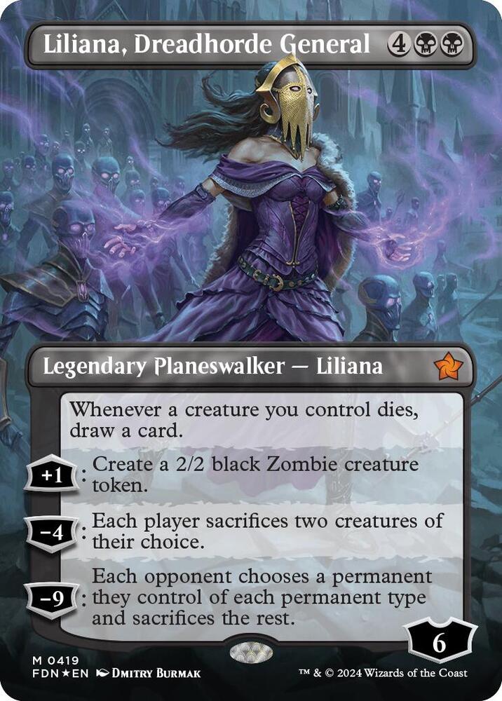 Liliana, Dreadhorde General (Borderless) (Mana Foil) Foundations