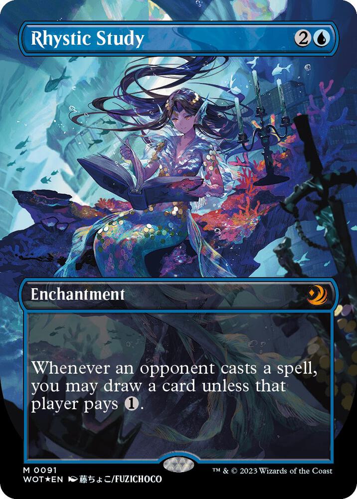 Rhystic Study (Anime Borderless) (Confetti Foil) Wilds of Eldraine