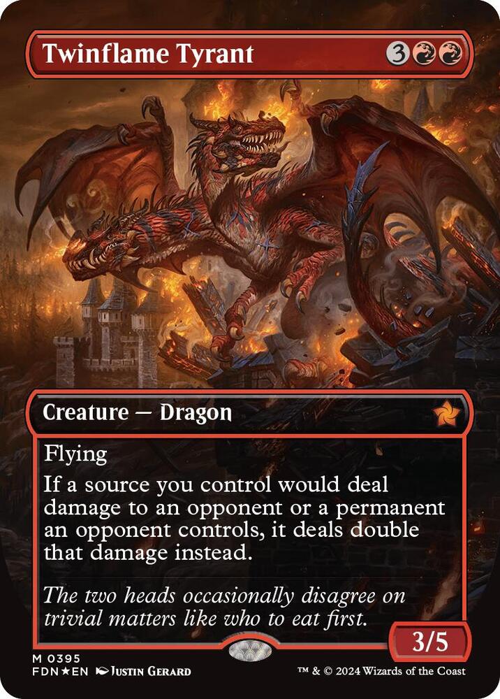 Twinflame Tyrant (Borderless) (Mana Foil) Foundations