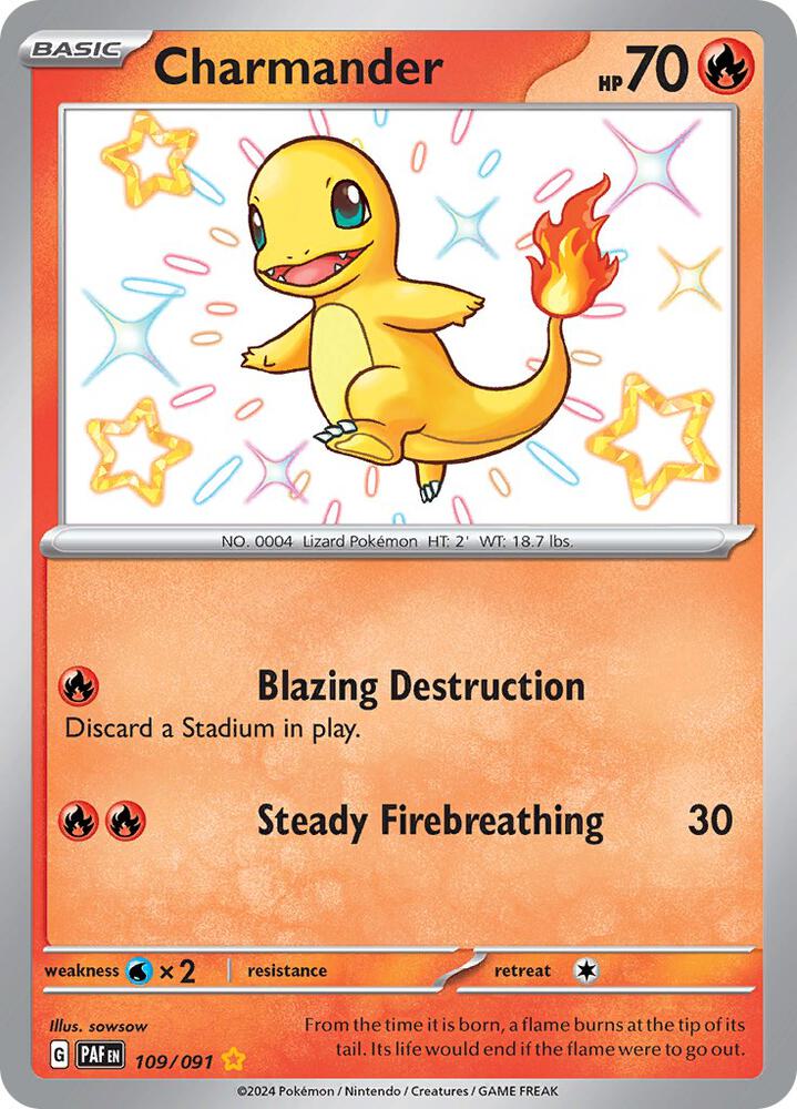 Charmander 109 Shiny Rare Paldean Fates
