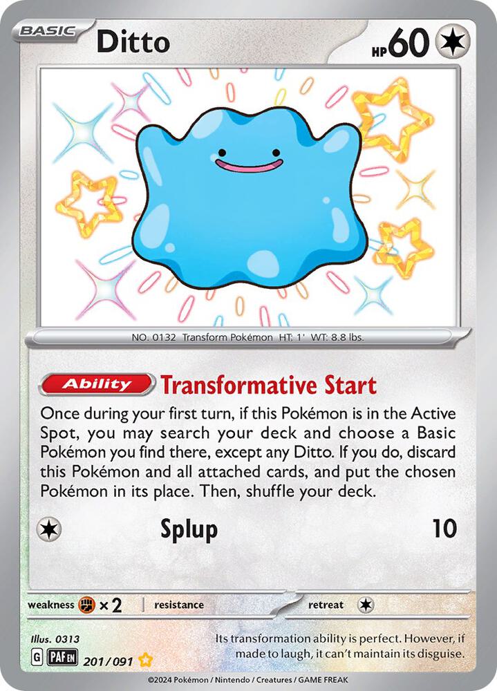 Ditto 201 Shiny Rare Paldean Fates