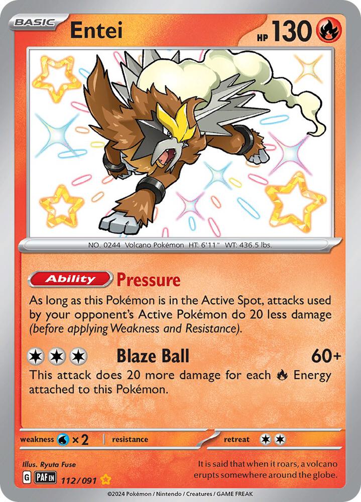 Entei 112 Shiny Rare Paldean Fates