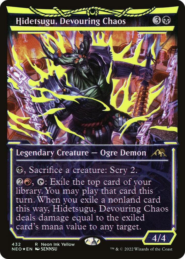 Hidetsugu, Devouring Chaos (Neon Yellow) (WPN Exclusive) Kamigawa Neon Dynasty