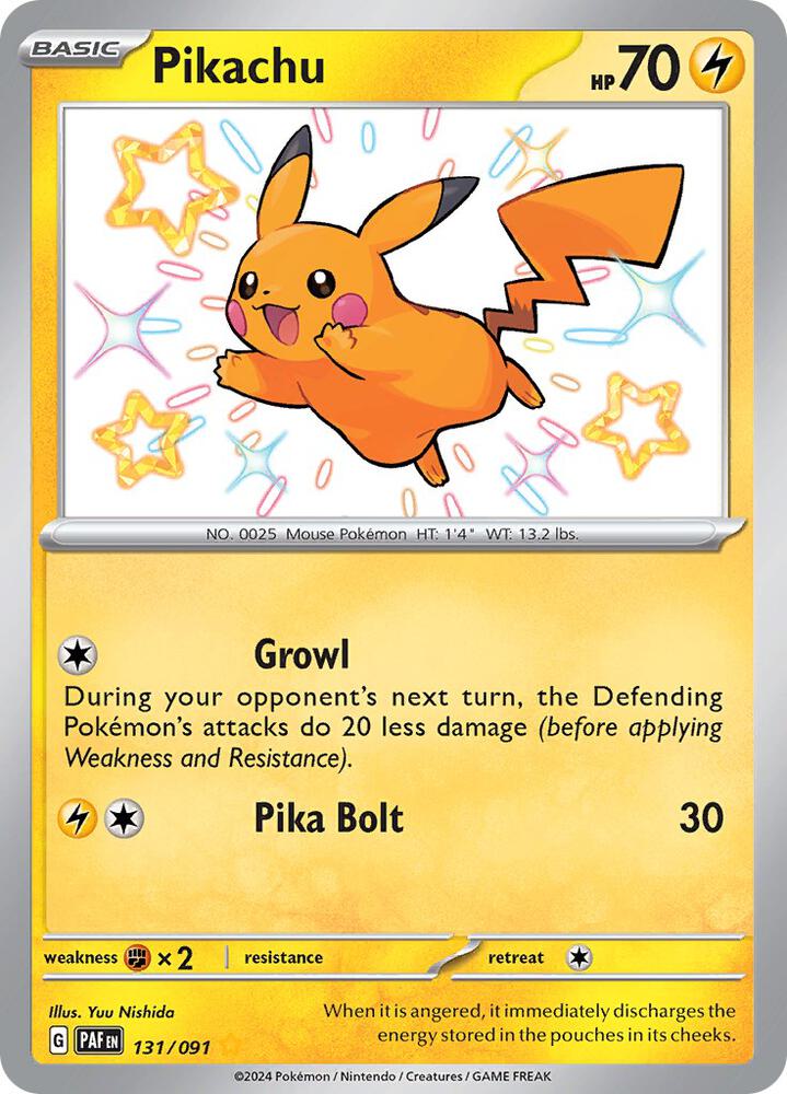 Pikachu 131 Sniny Rare Paldean Fates