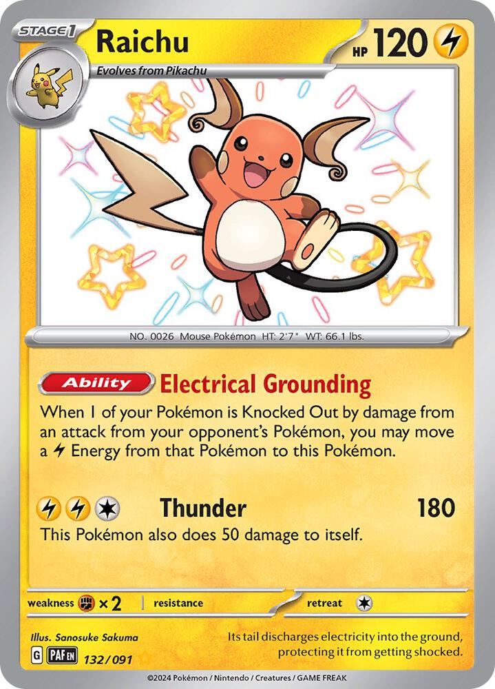 Raichu 132 Shiny Fates Paldean Fates