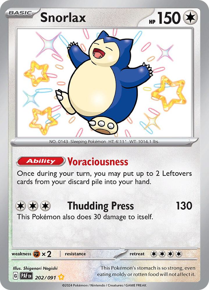 Snorlax 202 Shiny Rare Paldean Fates