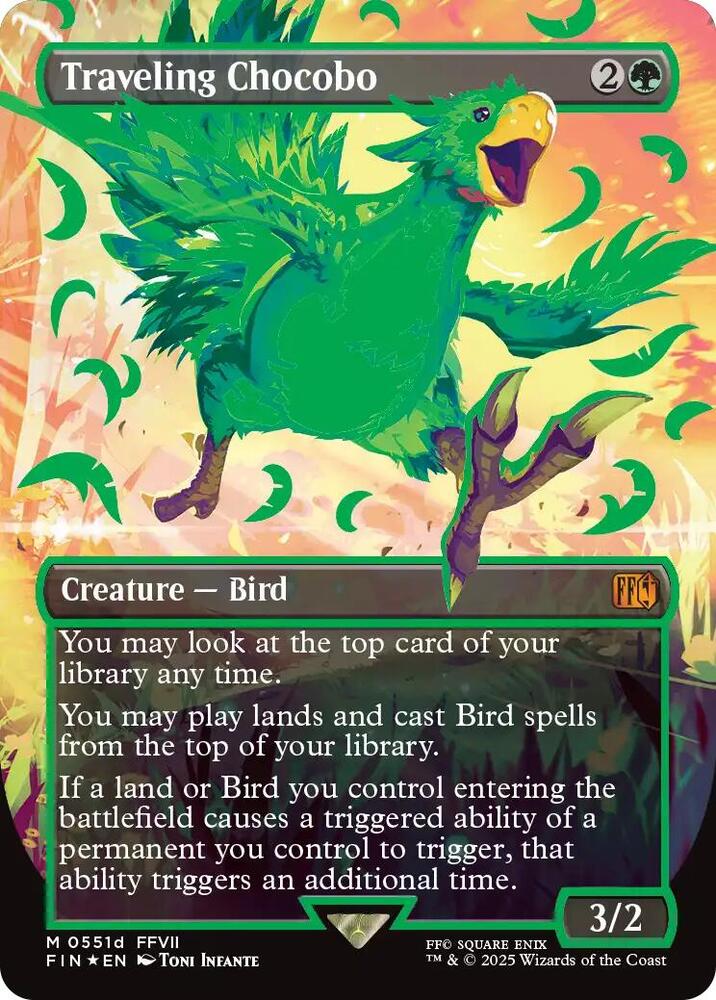 Traveling Chocobo (Borderless) (Neon Ink Green) PSA 10
