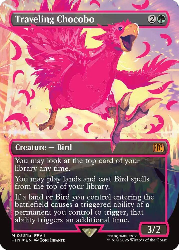 Traveling Chocobo (Borderless) (Neon Ink Pink) PSA 10