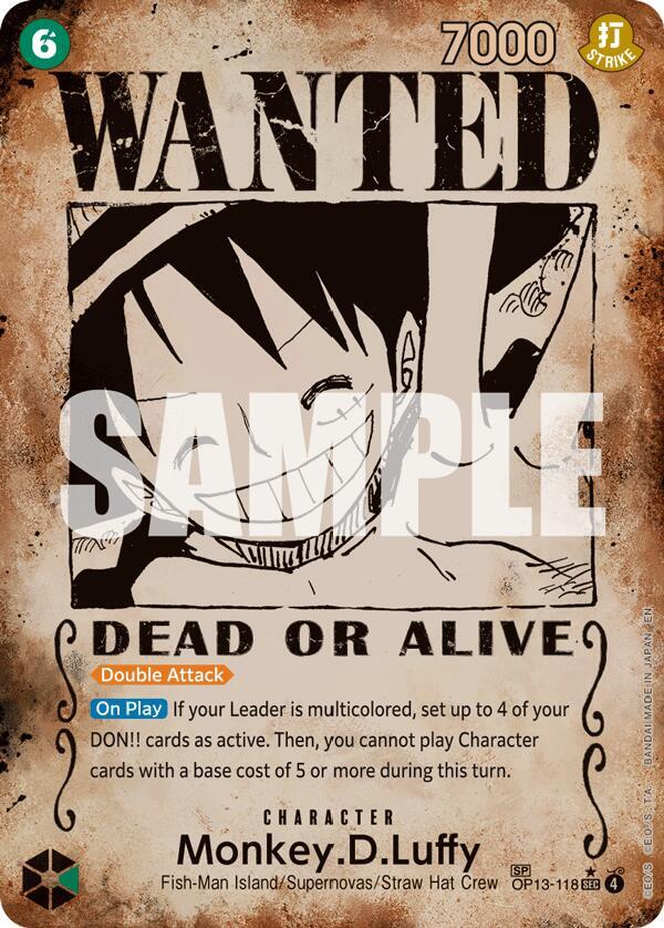 Monkey.D.Luffy (118) (Wanted Poster) Carrying On His Will (OP13)