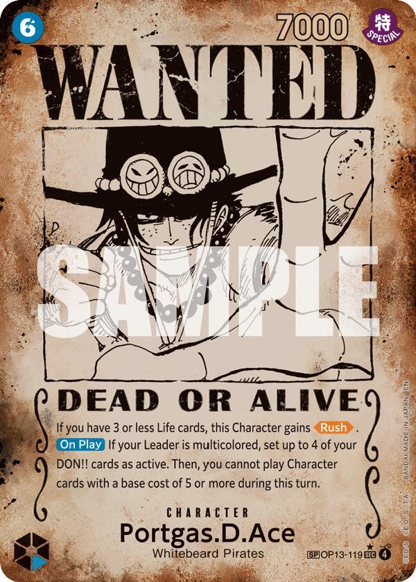Portgas.D.Ace (119) (Wanted Poster Misprint) Carrying On His Will (OP13)