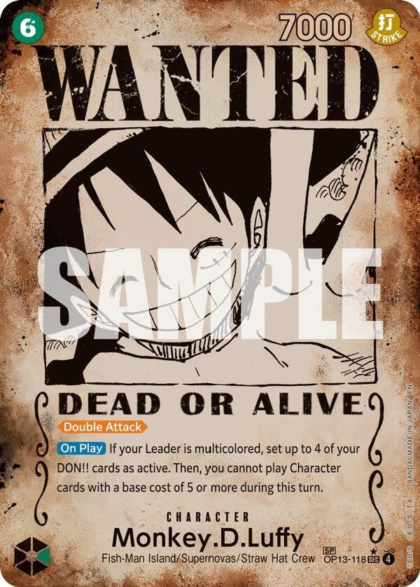 Monkey.D.Luffy (118) (Wanted Poster) Carrying On His Will (OP13)