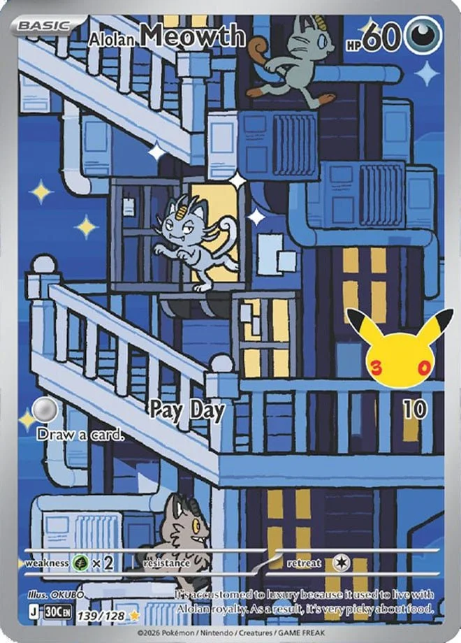 Alolan Meowth 139 Pokemon 30th Celebration
