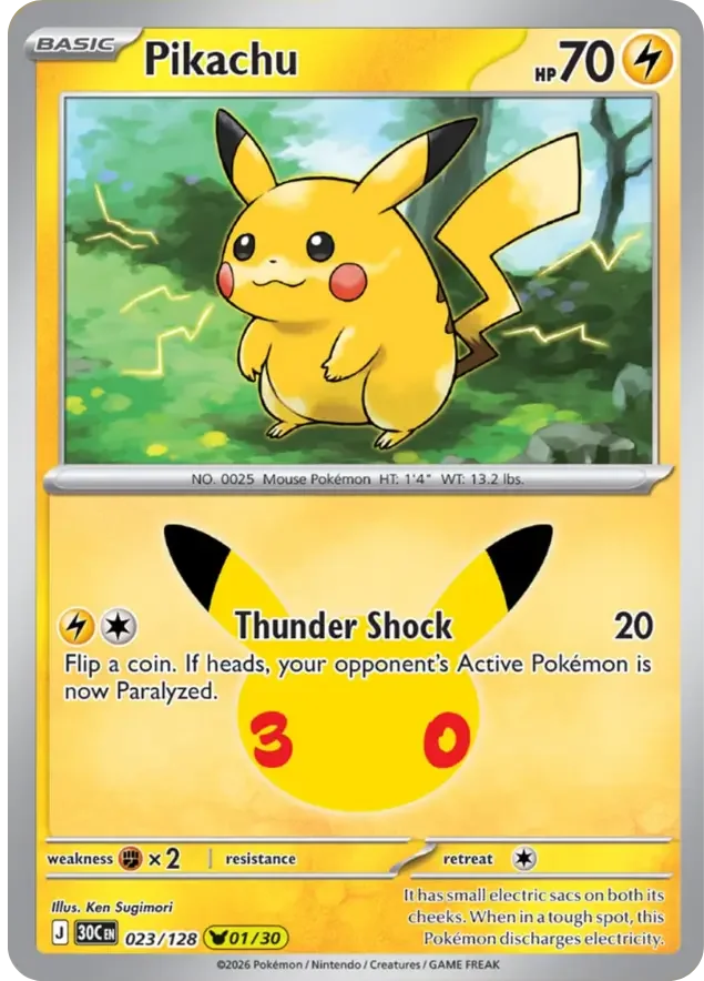Pikachu 023 Pokemon 30th Celebration
