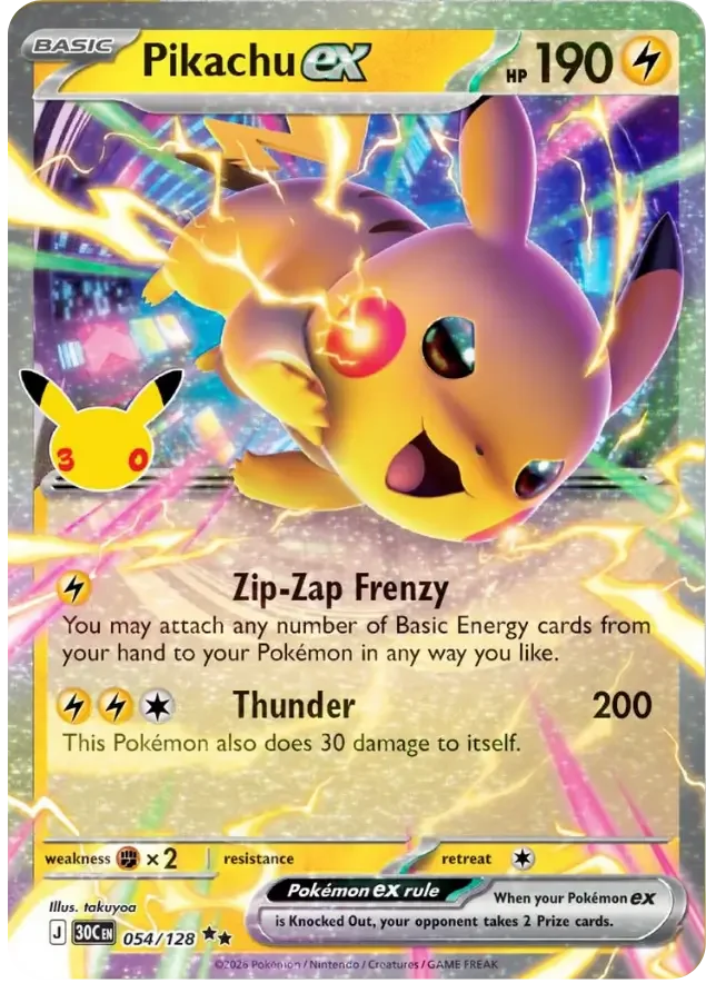Pikachu ex 054 30th Celebration