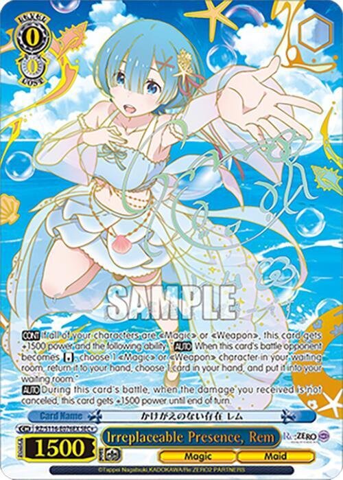 Irreplaceable Presence Rem SEC plus Weiss Schwarz Re Zero